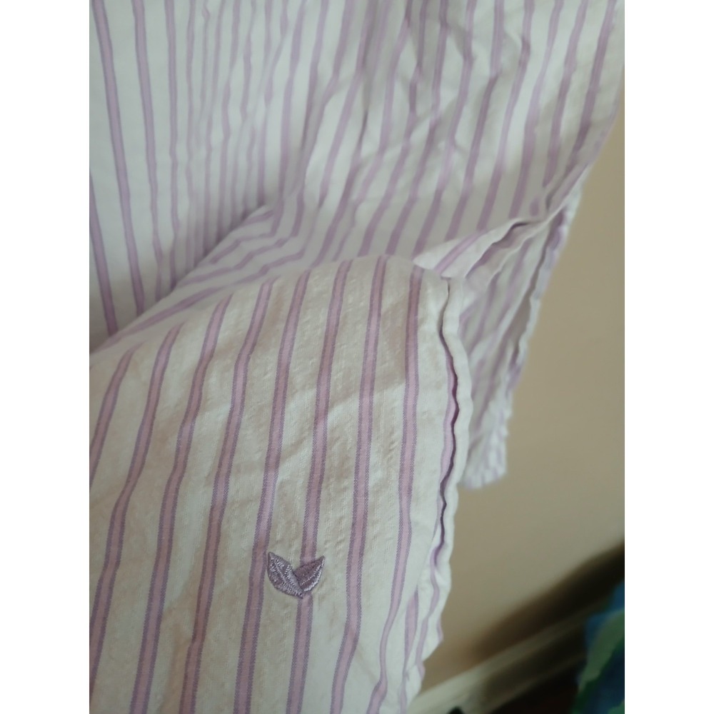Petite Plume Nightgown Large French Ticking Cotton Sleep Caftan Pockets - Picture 7 of 14